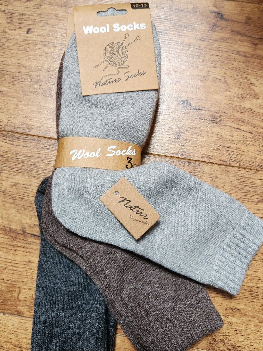 NATURE SOCK Wool Crew Socks - 3 PAIRS - Sz 10 - 13-  NEW NWT